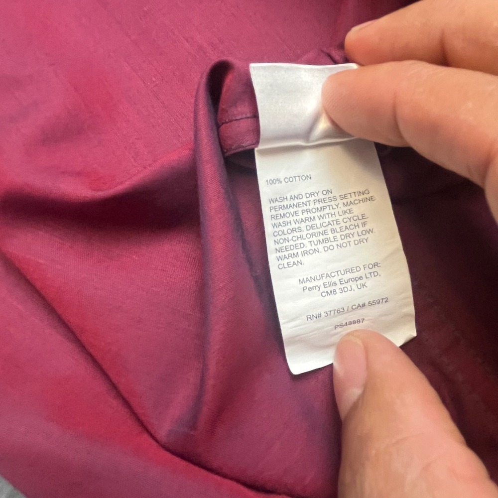 Perry Ellis Mens Burgundy Long Sleeve Button Down Shirt Non Iron Dress - Picture 7 of 10